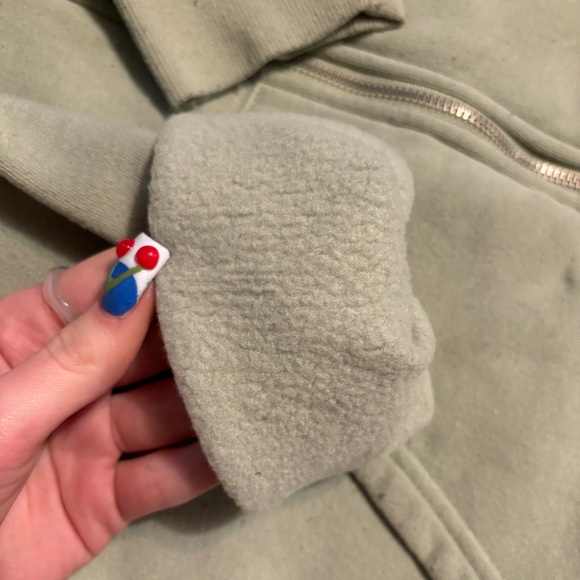 Sage green long sleeve zip up hoodie - Picture 3 of 7